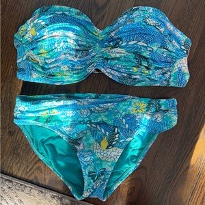 Floral Blue and Green Women's Bikini